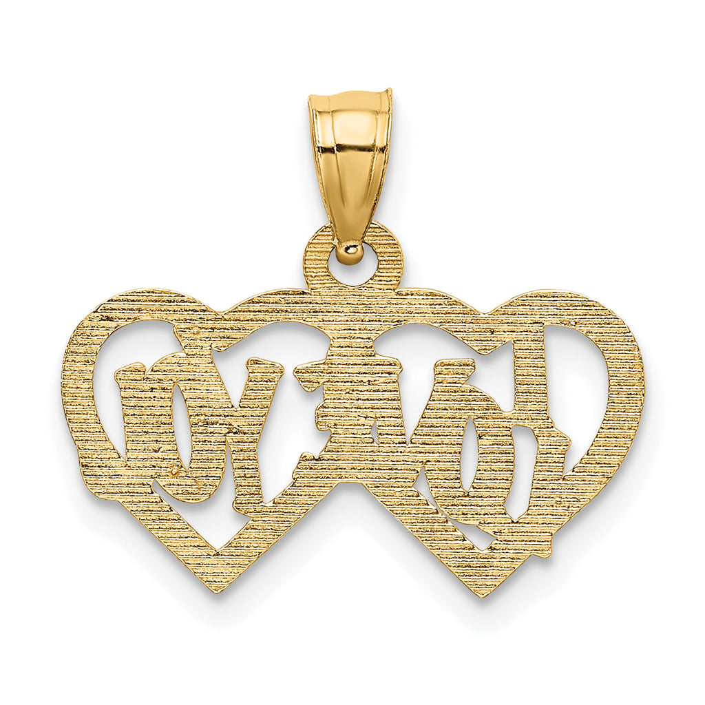 10K Polished /Textured I LOVE YOU Double Heart Pendant