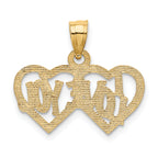 10K Polished /Textured I LOVE YOU Double Heart Pendant