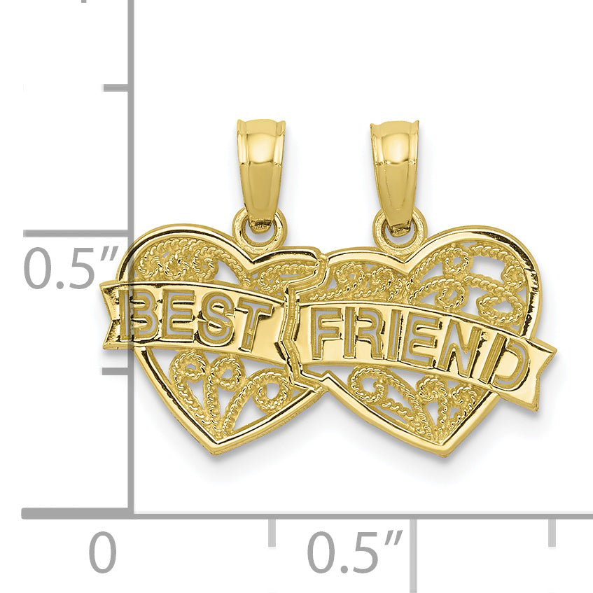 10K None BEST FRIEND 2-Piece Break-Apart Hearts Charm - view 3