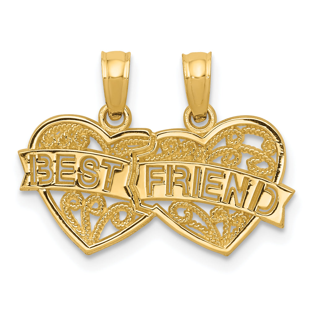 10K None BEST FRIEND 2-Piece Break-Apart Hearts Charm