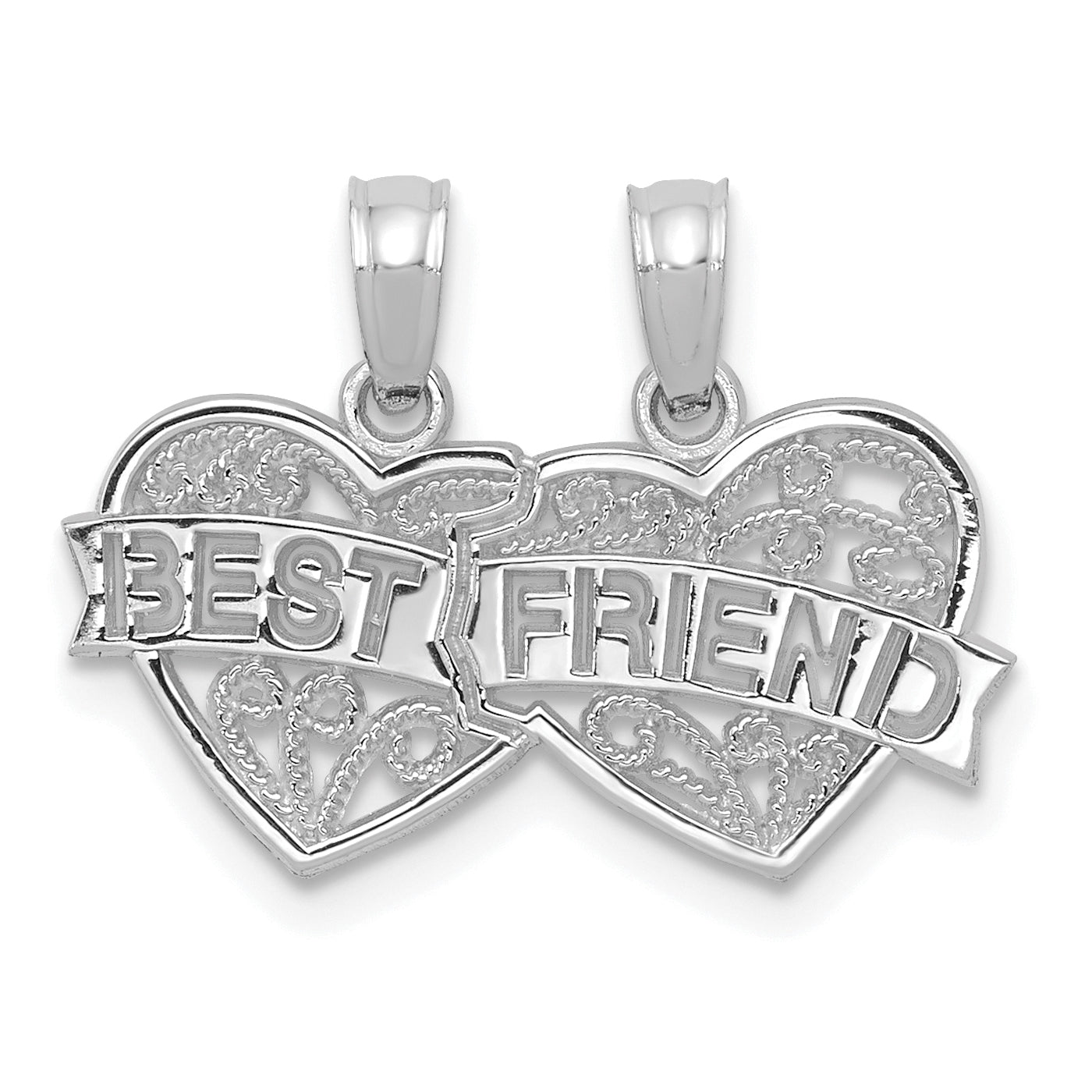 10K White Gold White Gold BEST FRIEND 2-Piece Break-Apart Hearts Charm Main image