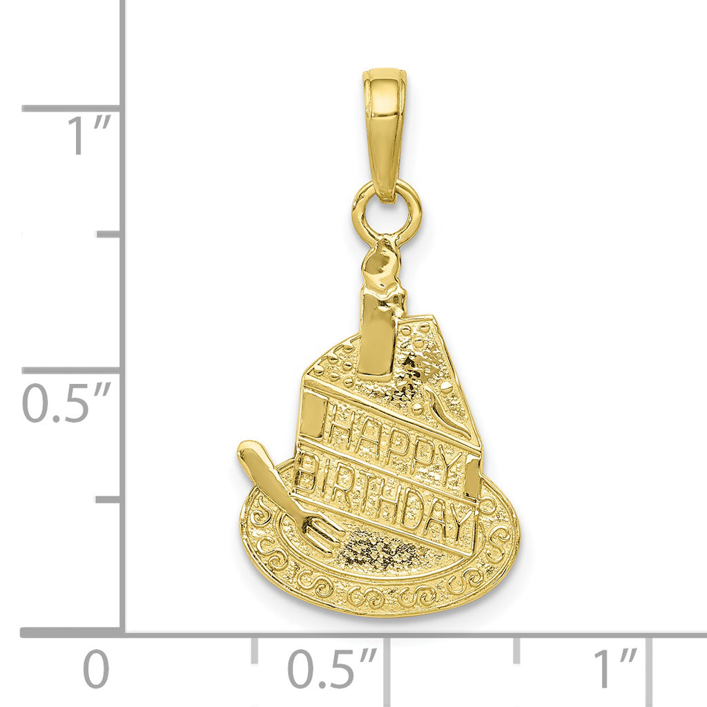 10K Slice Of Cake With Candle HAPPY BIRTHDAY Pendant