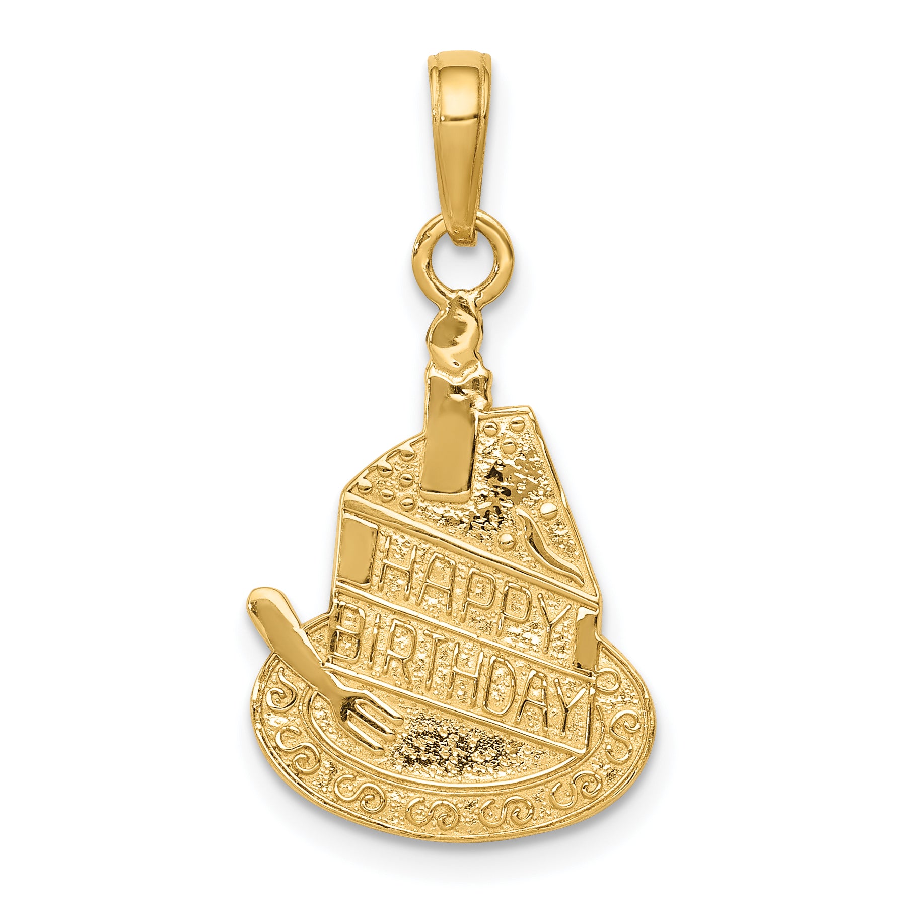 10K Slice Of Cake With Candle HAPPY BIRTHDAY Pendant Main image