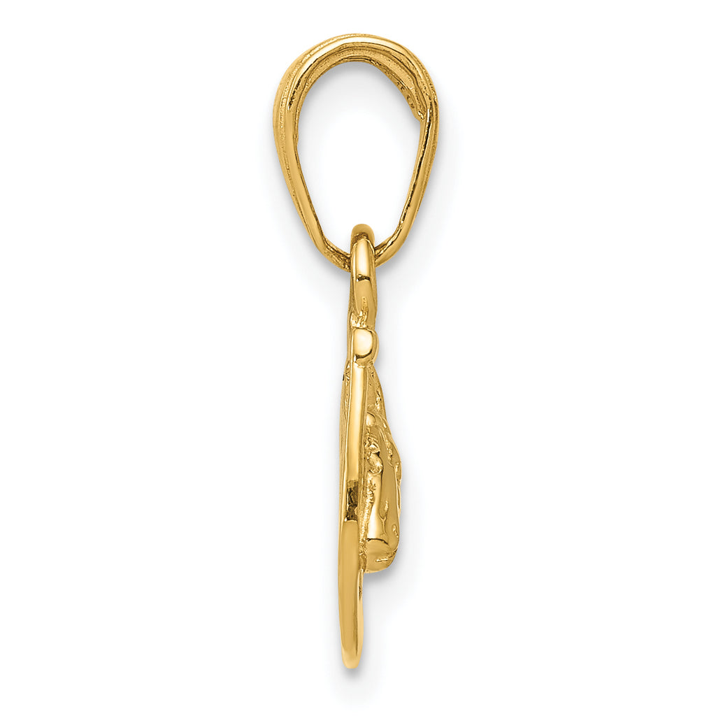 10K None Horse Head in Horseshoe Pendant - view 2