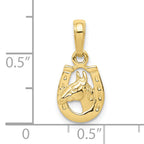 10K None Horse Head in Horseshoe Pendant - view 3