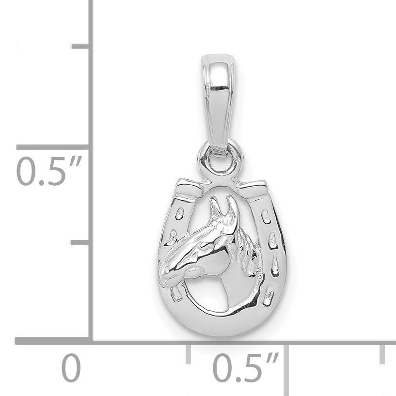 10k White Gold Horse Head in Horseshoe Pendant Secondary image