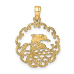 10K Cut-out Jumping Dolphins Pendant