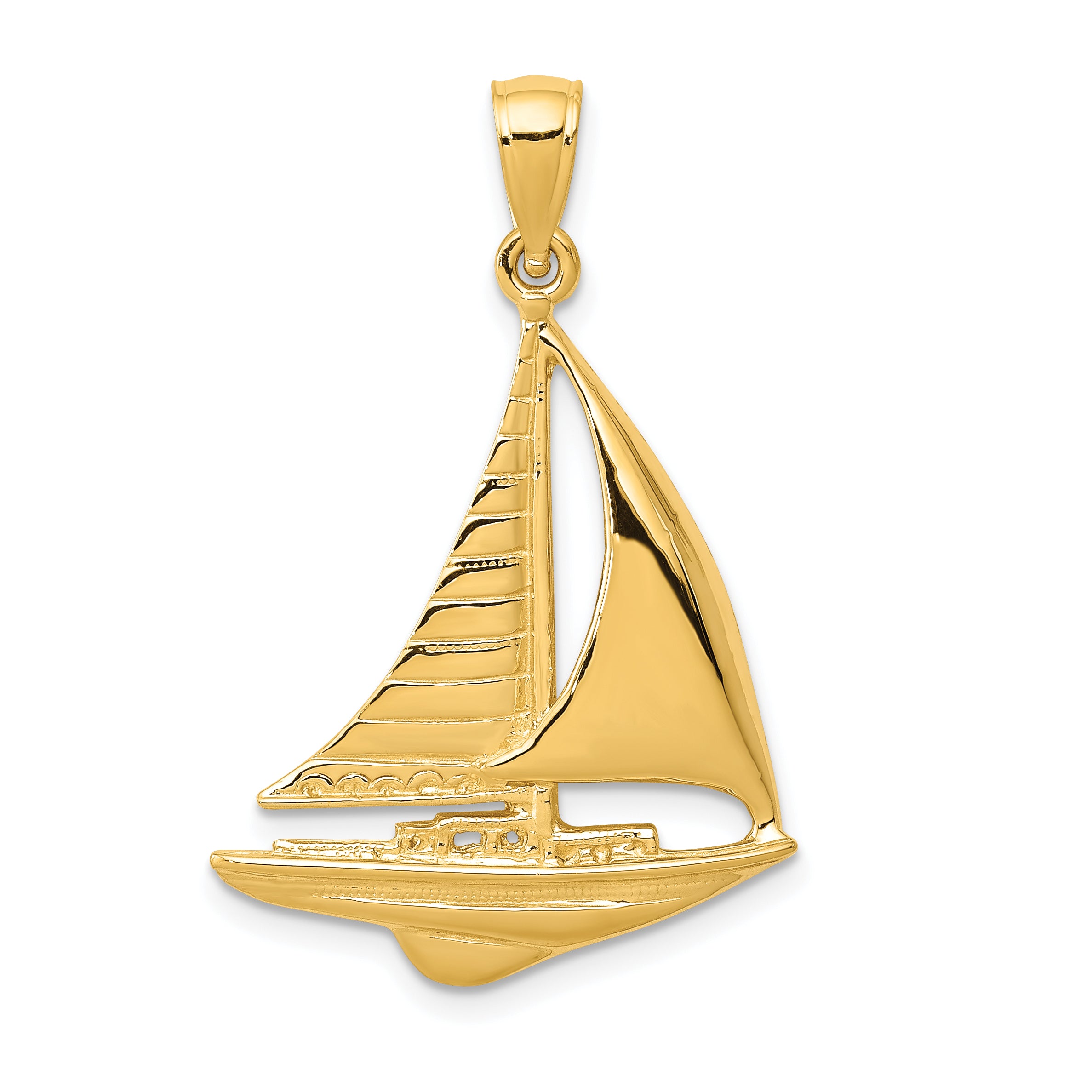 10K 2-D Sailboat Pendant Main image