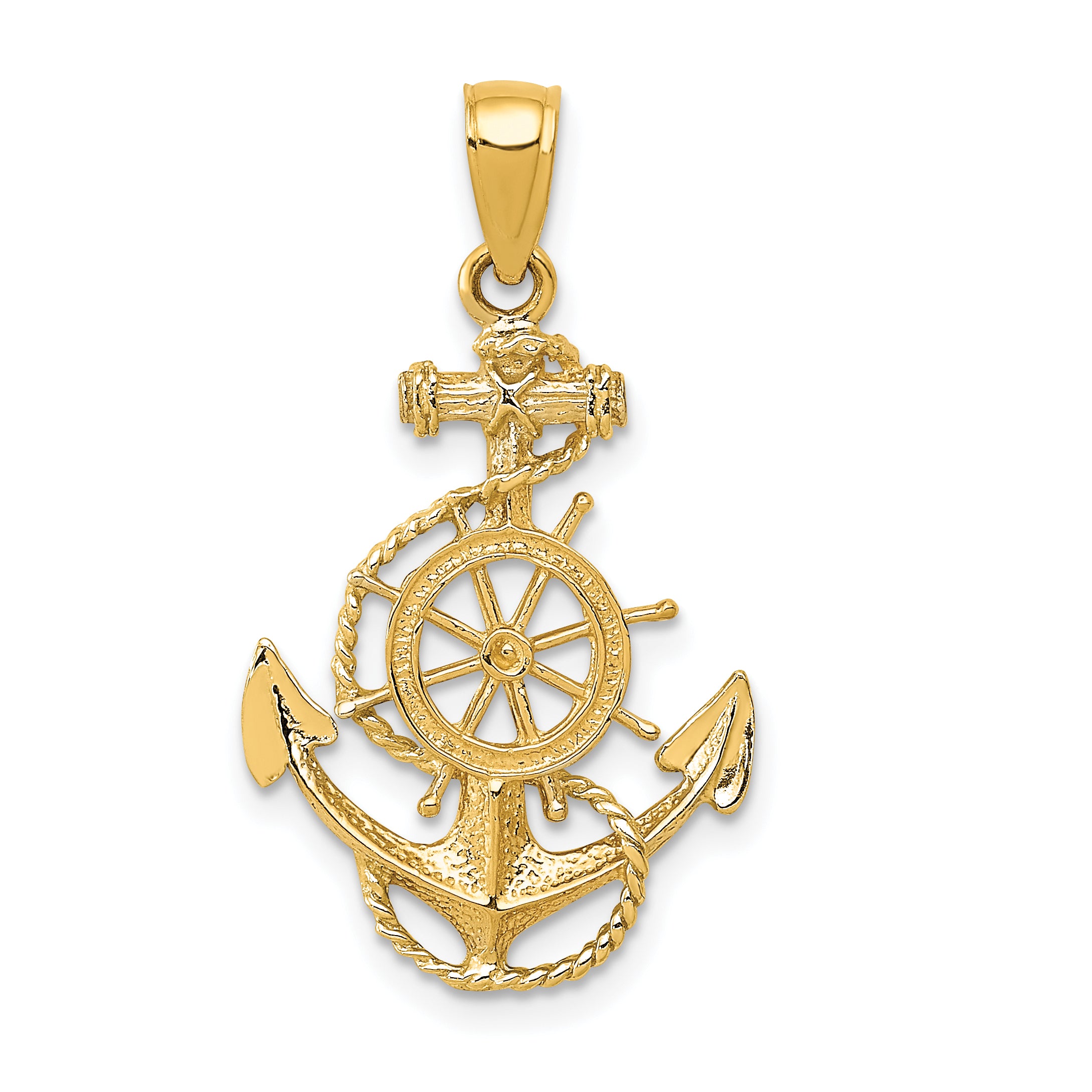 10K Anchor and Wheel Pendant Main image