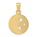 10k Polished Flat-Backed Moon with Three Stars Pendant