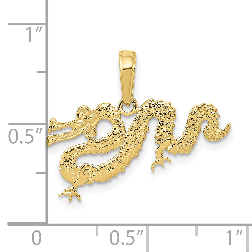 10K Yellow Gold Dragon Pendant Secondary image