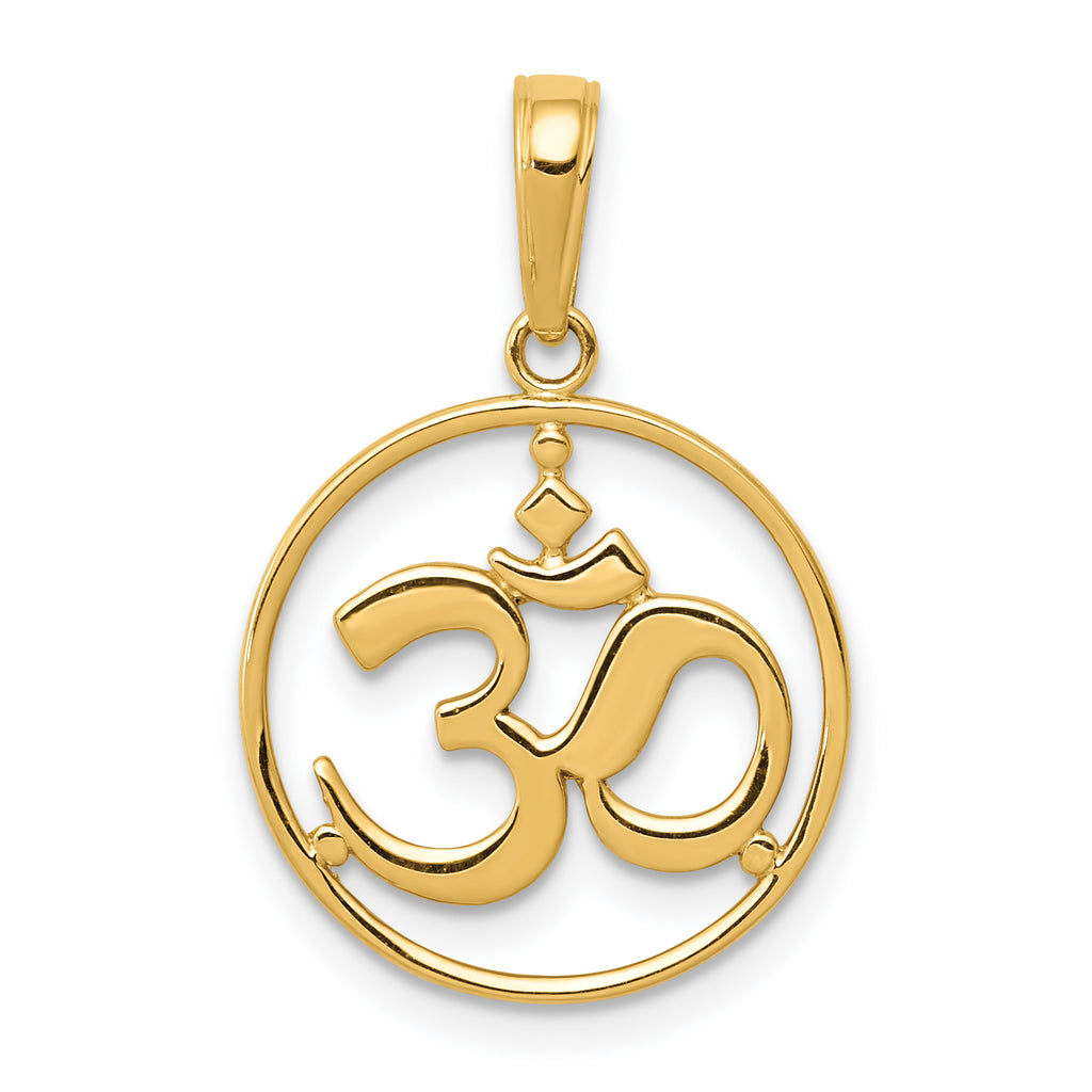 10K None Cut-out Round Frame Yoga Om Symbol Pendant