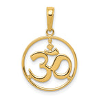 10K None Cut-out Round Frame Yoga Om Symbol Pendant
