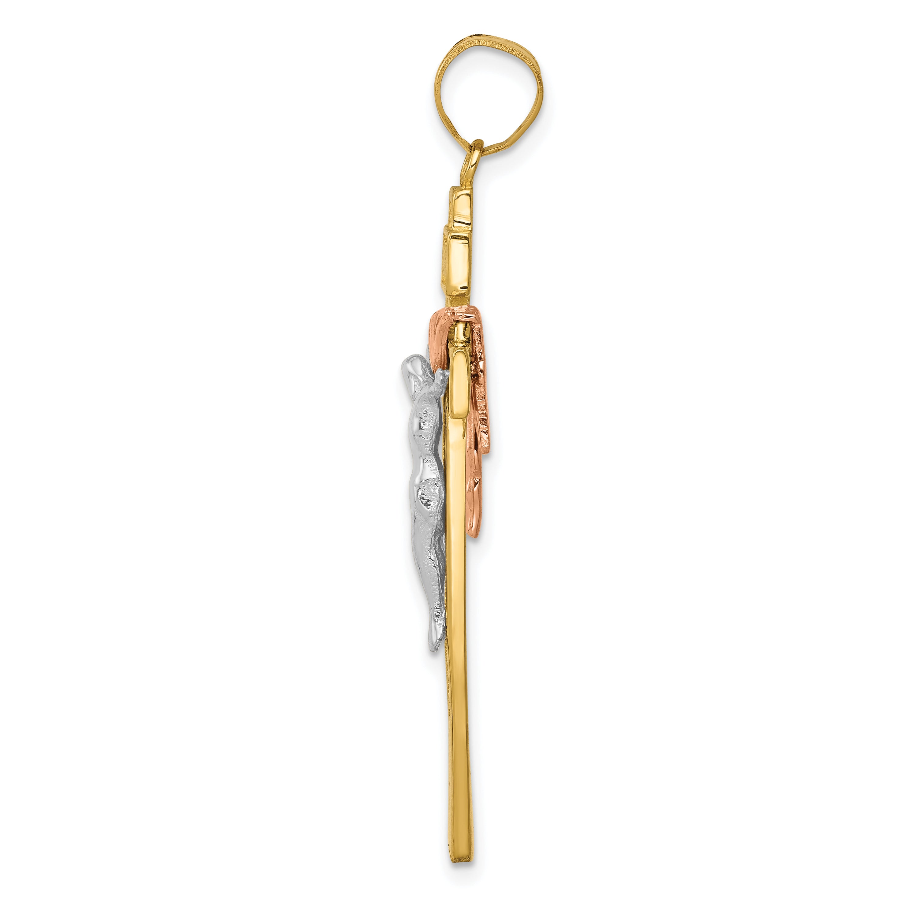 10K Tri-color Large Draped INRI Crucifix Pendant Secondary image