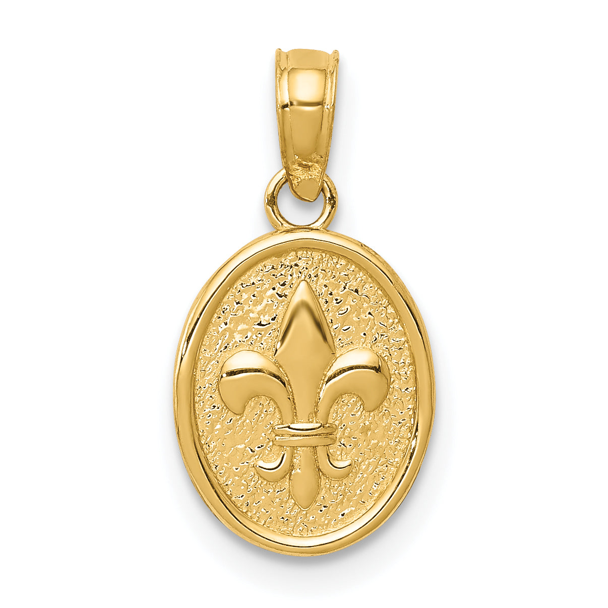 10k Polished Small Fleur De Lis in Oval Pendant Main image