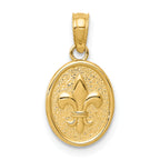10k Polished Small Fleur De Lis in Oval Pendant