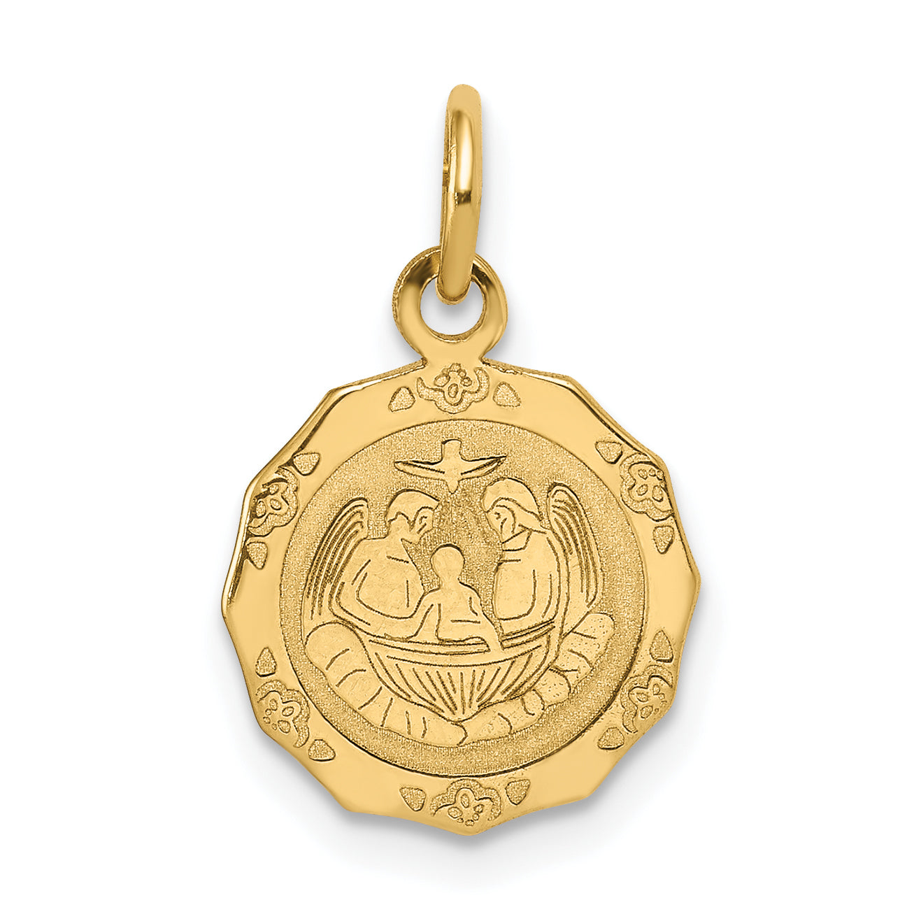 10k Baptism Spanish Recuerdo Del Bautismo on Back Charm Main image