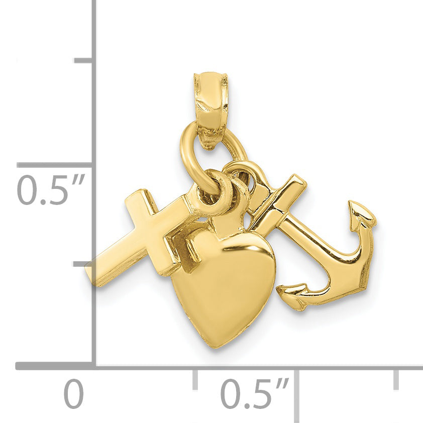 10K None Faith, Hope and Charity Charm - view 3
