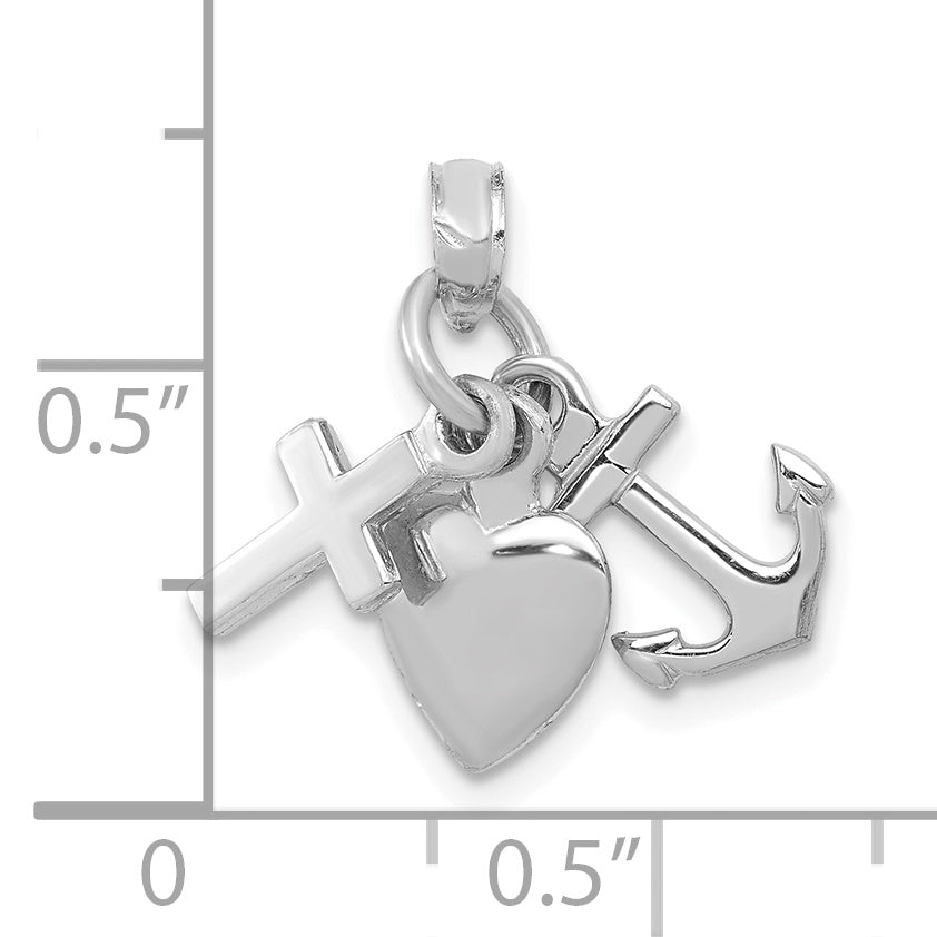 10K White Gold White Gold Faith, Hope and Charity Charm - view 3