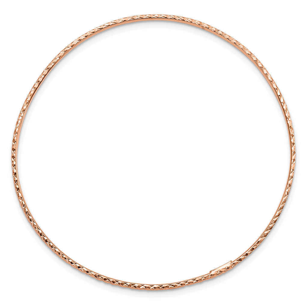 10k 1.5mm Rose Gold Diamond-Cut Slip-on Bangle Bracelet