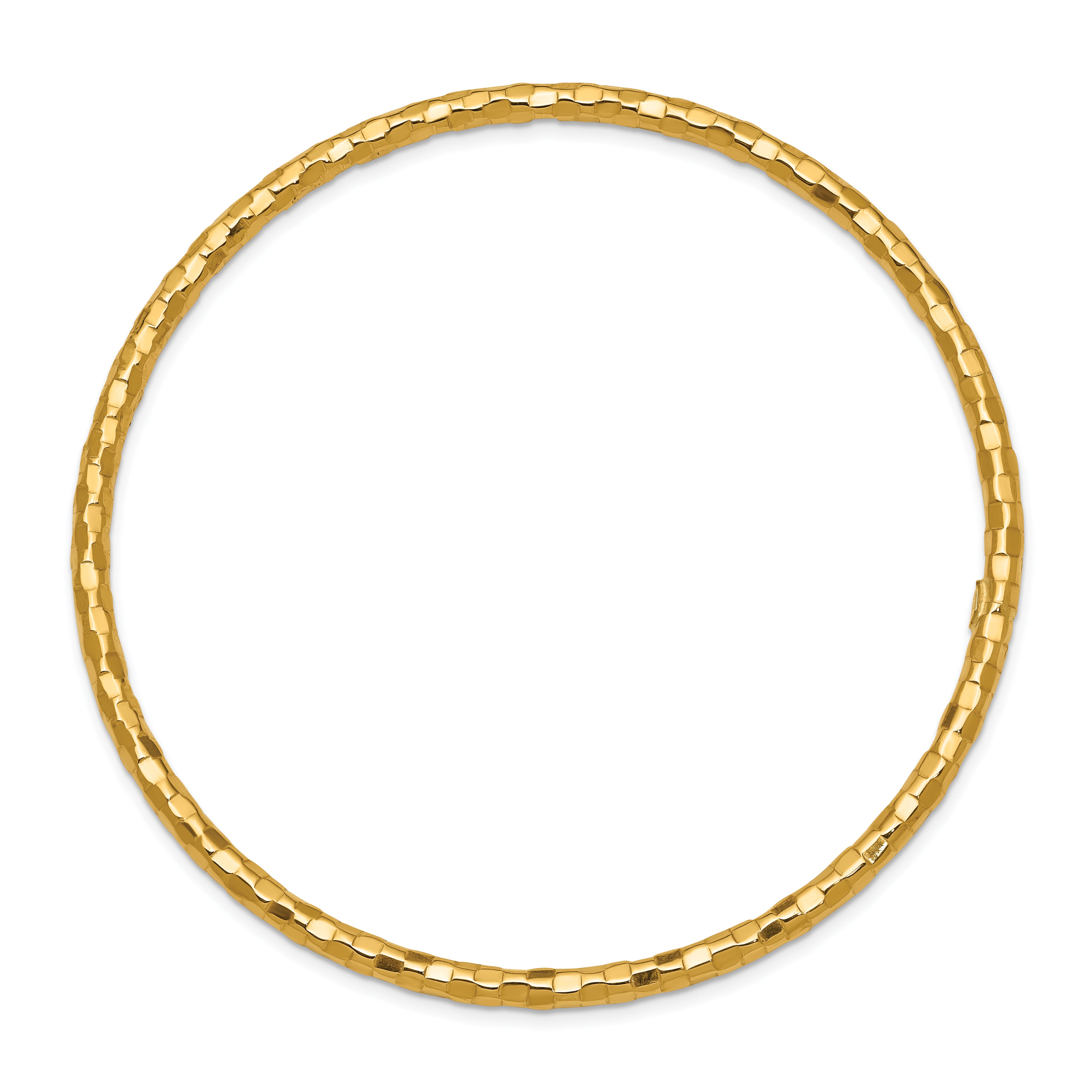 10k Polished Textured Slip-on Bangle Bracelet
