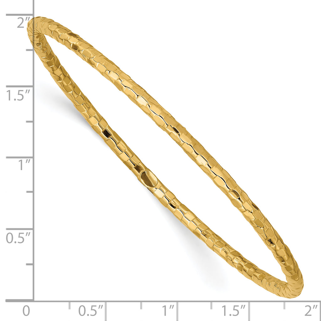 10k Polished Textured Slip-on Bangle Bracelet
