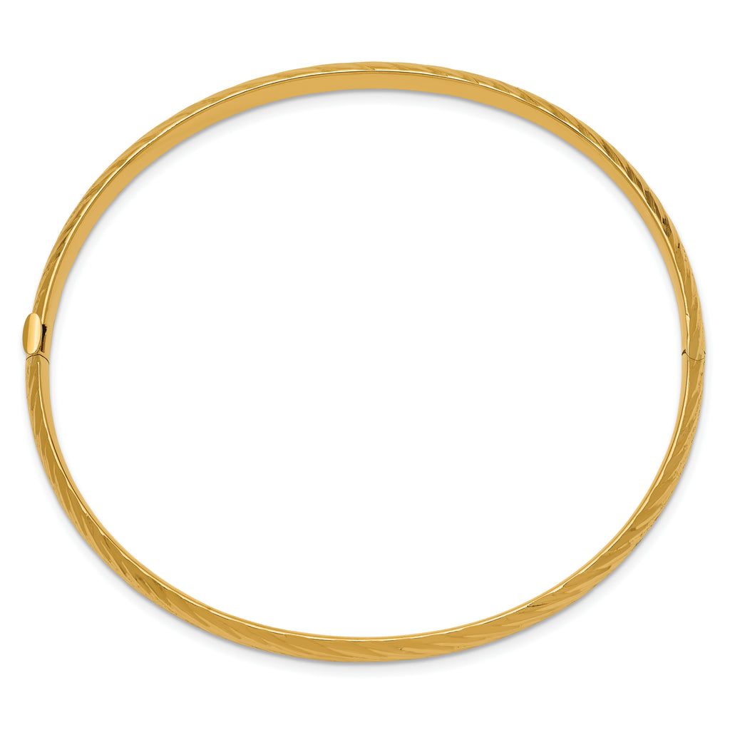 10k 3/16 Textured Hinged Bangle