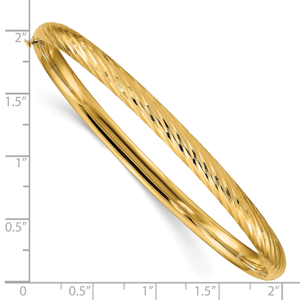10k 3/16 Textured Hinged Bangle