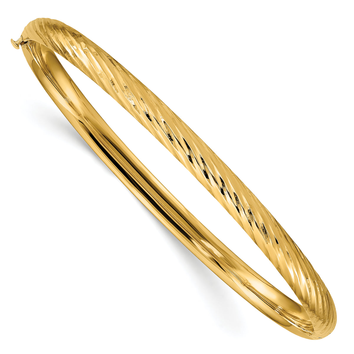 10k 3/16 Textured Hinged Bangle