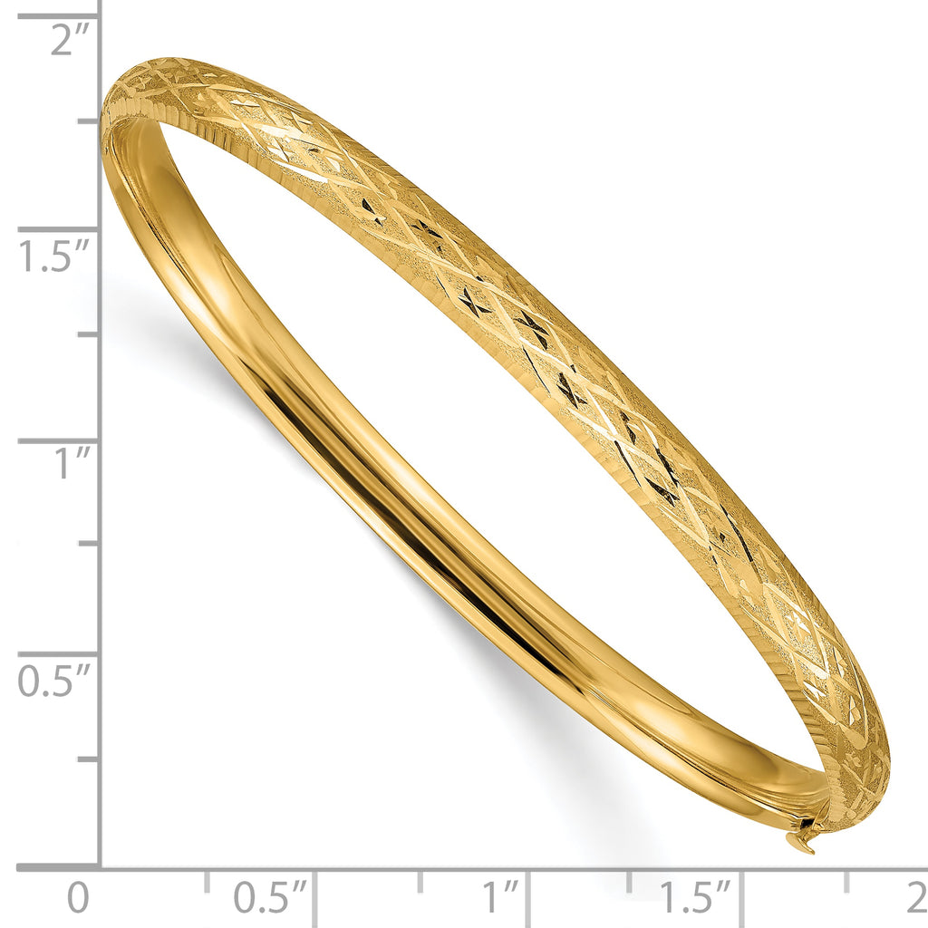 10k 3/16 Diamond-cut Fancy Hinged Bangle Bracelet