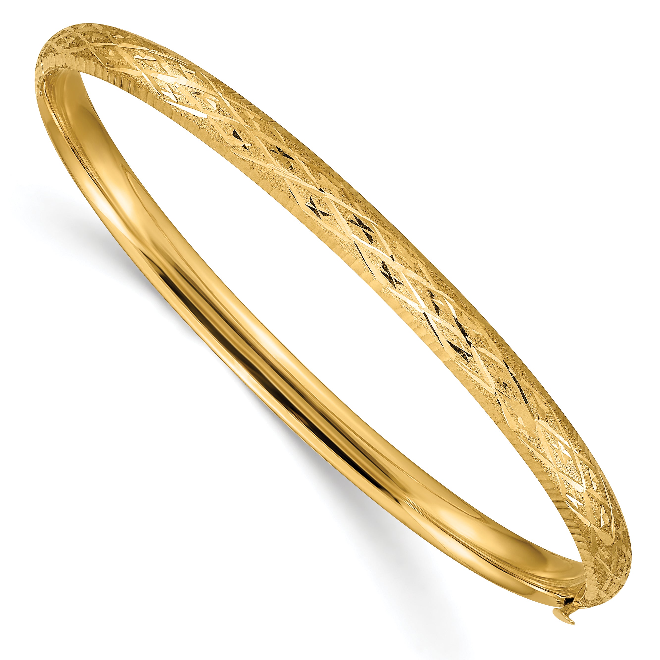 10k 3/16 Diamond-cut Fancy Hinged Bangle Bracelet Main image