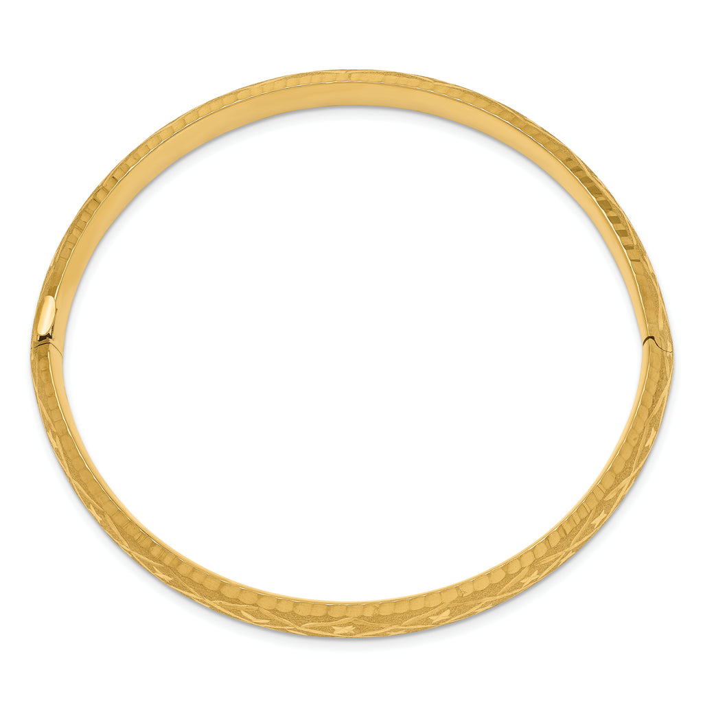 10k 5/16 Diamond-cut Fancy Hinged Bangle Bracelet