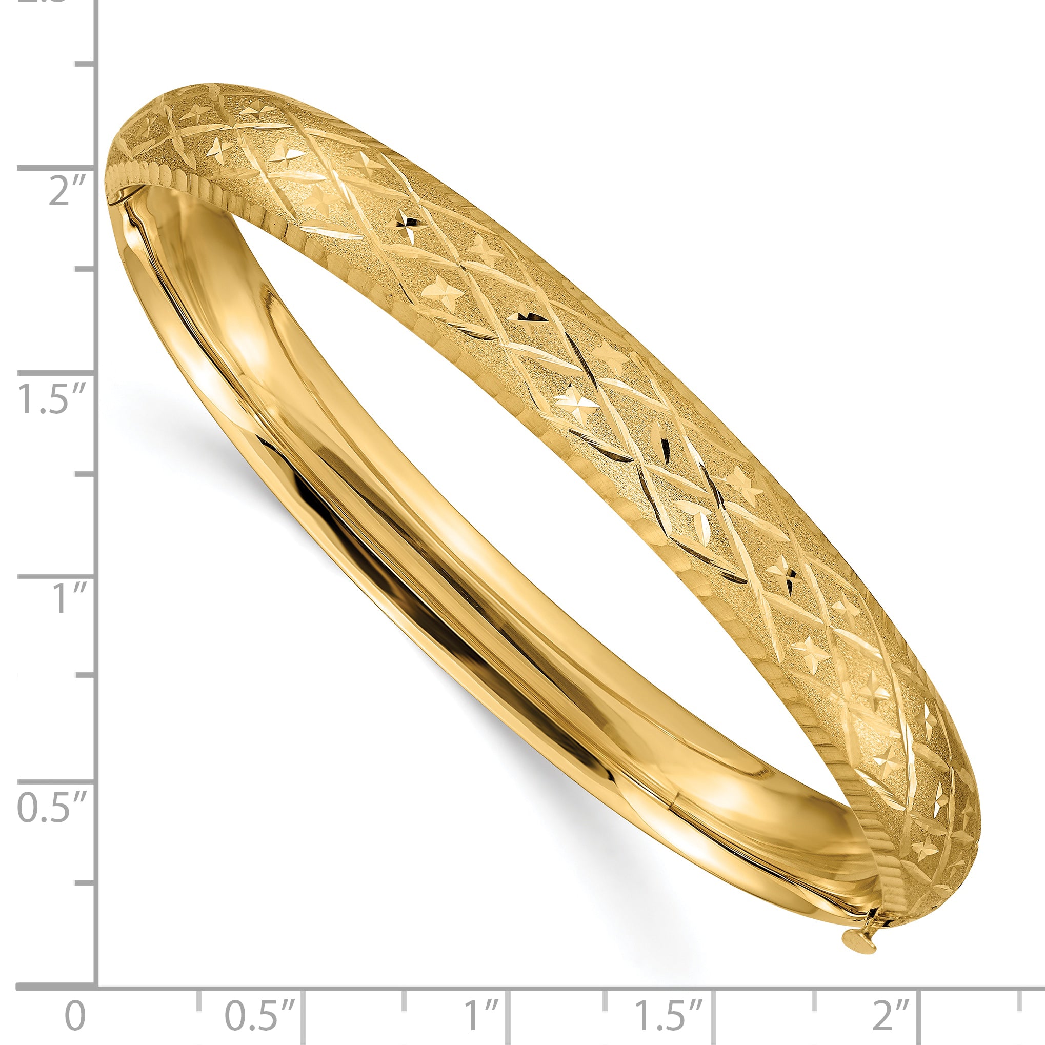 10k 5/16 Diamond-cut Fancy Hinged Bangle Bracelet