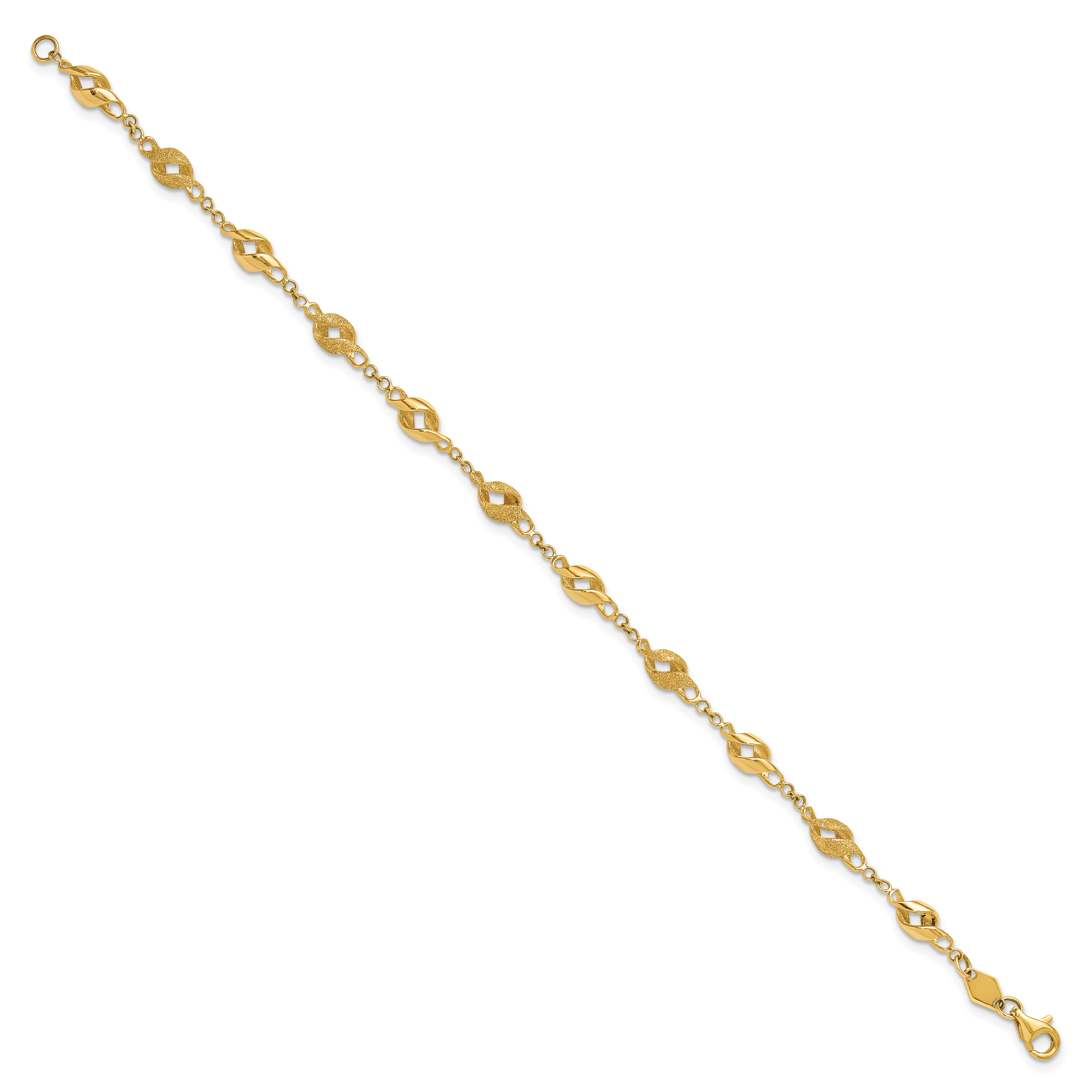 10k Polished and Lasered Spiral Link 7.25in Bracelet Secondary image