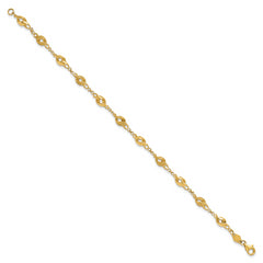 10k Polished and Lasered Spiral Link 7.25in Bracelet