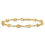 10k Polished and Lasered Spiral Link 7.25in Bracelet