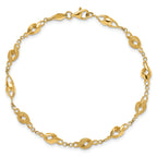 10k Polished and Lasered Spiral Link 7.25in Bracelet