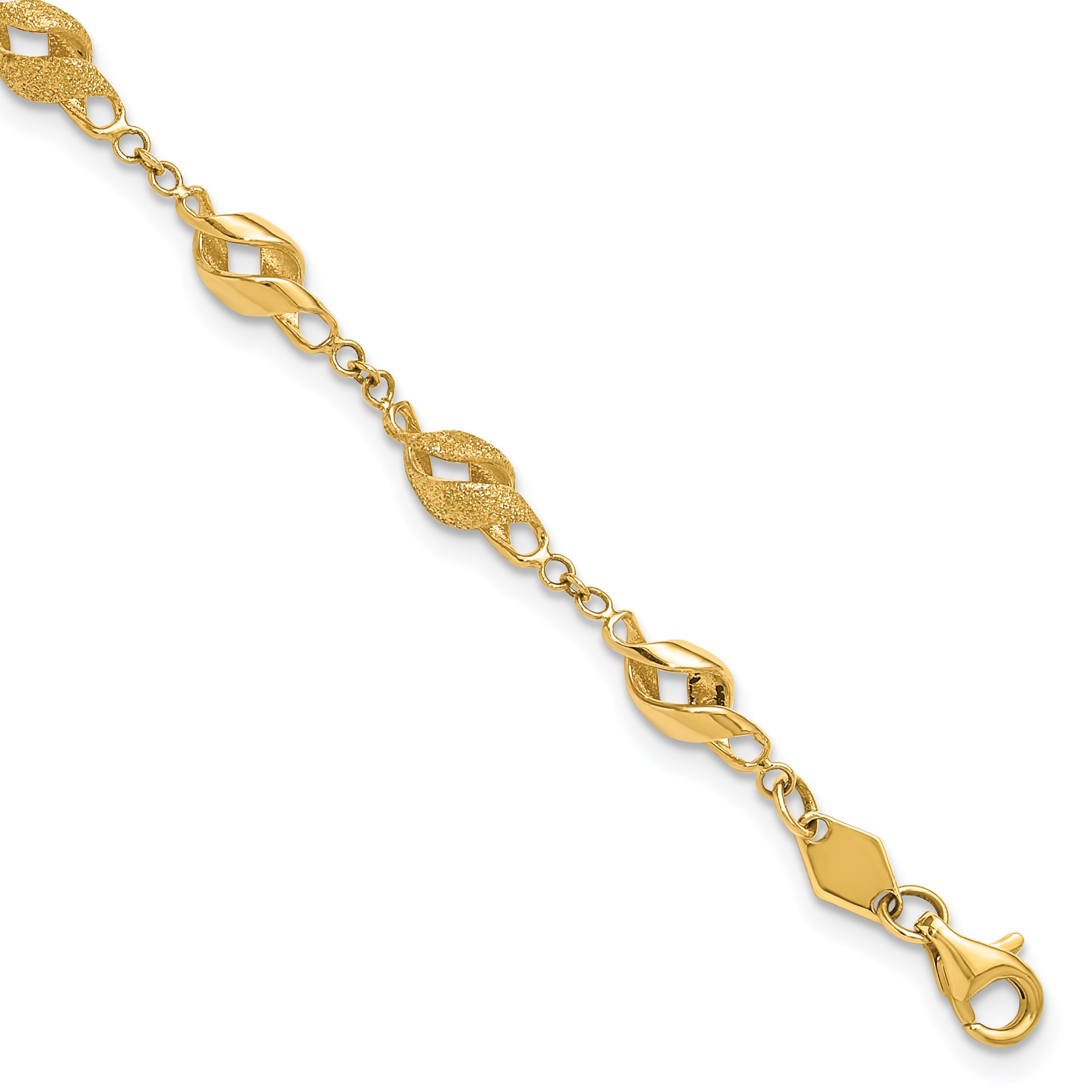 10k Polished and Lasered Spiral Link 7.25in Bracelet Main image