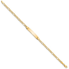 10k Semi-solid Figaro Link ID Bracelet