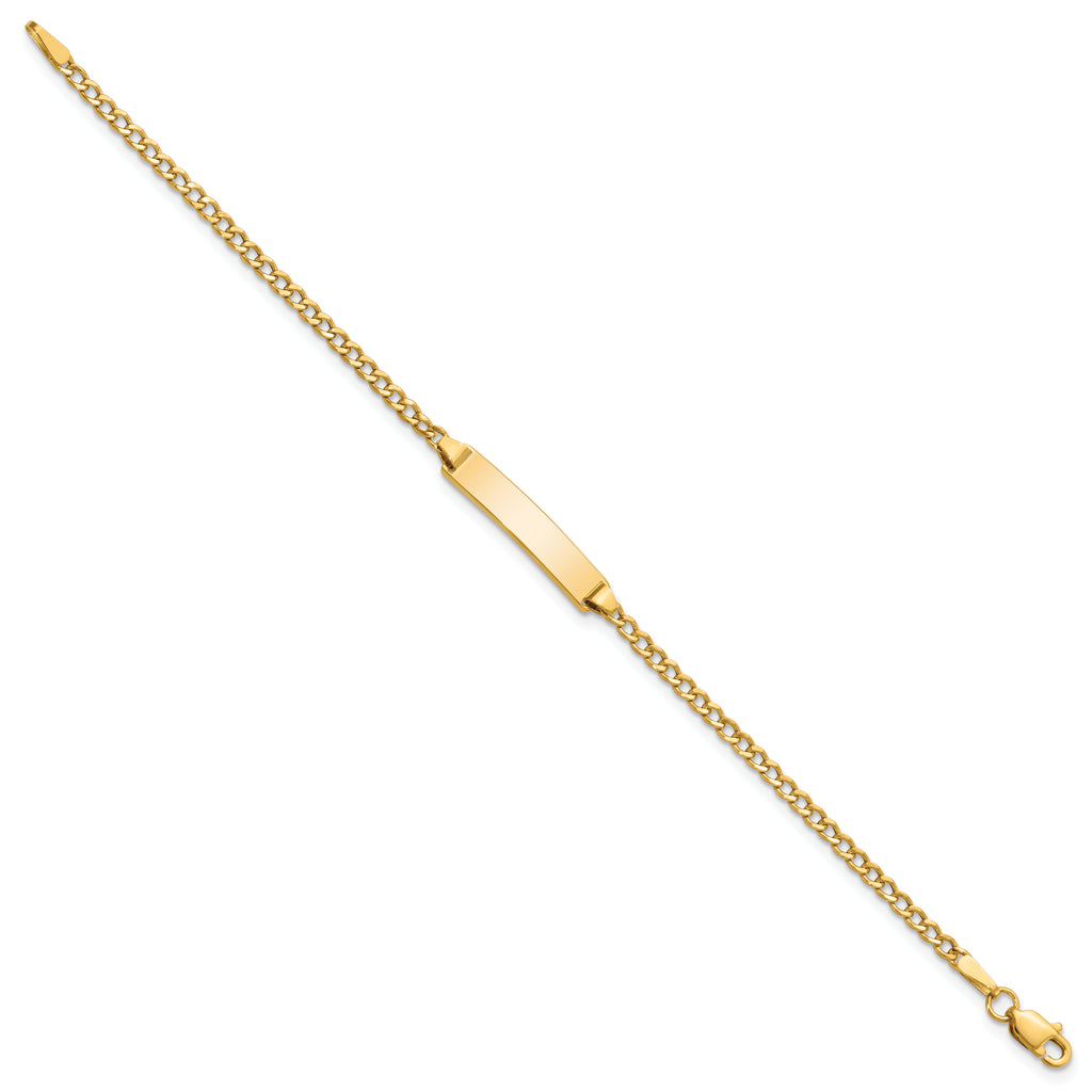 10K Semi-Solid Chain/Solid Plate Cuban Link 20x4.5mm Plate 5.5 inch Baby/Child ID Bracelet - view 2