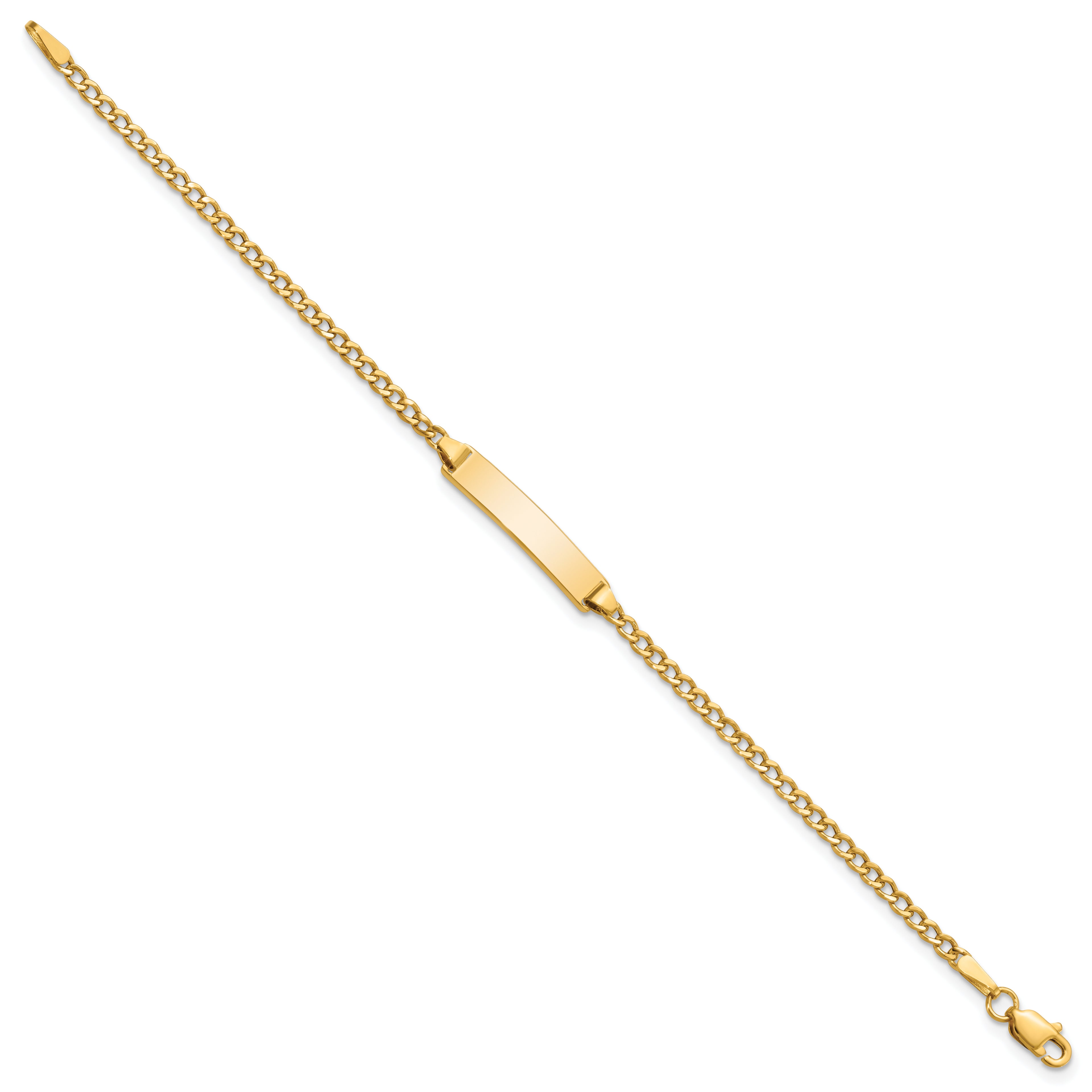 10K Semi-Solid Chain/Solid Plate Cuban Link 20x4.5mm Plate 5.5 inch Baby/Child ID Bracelet - view 2