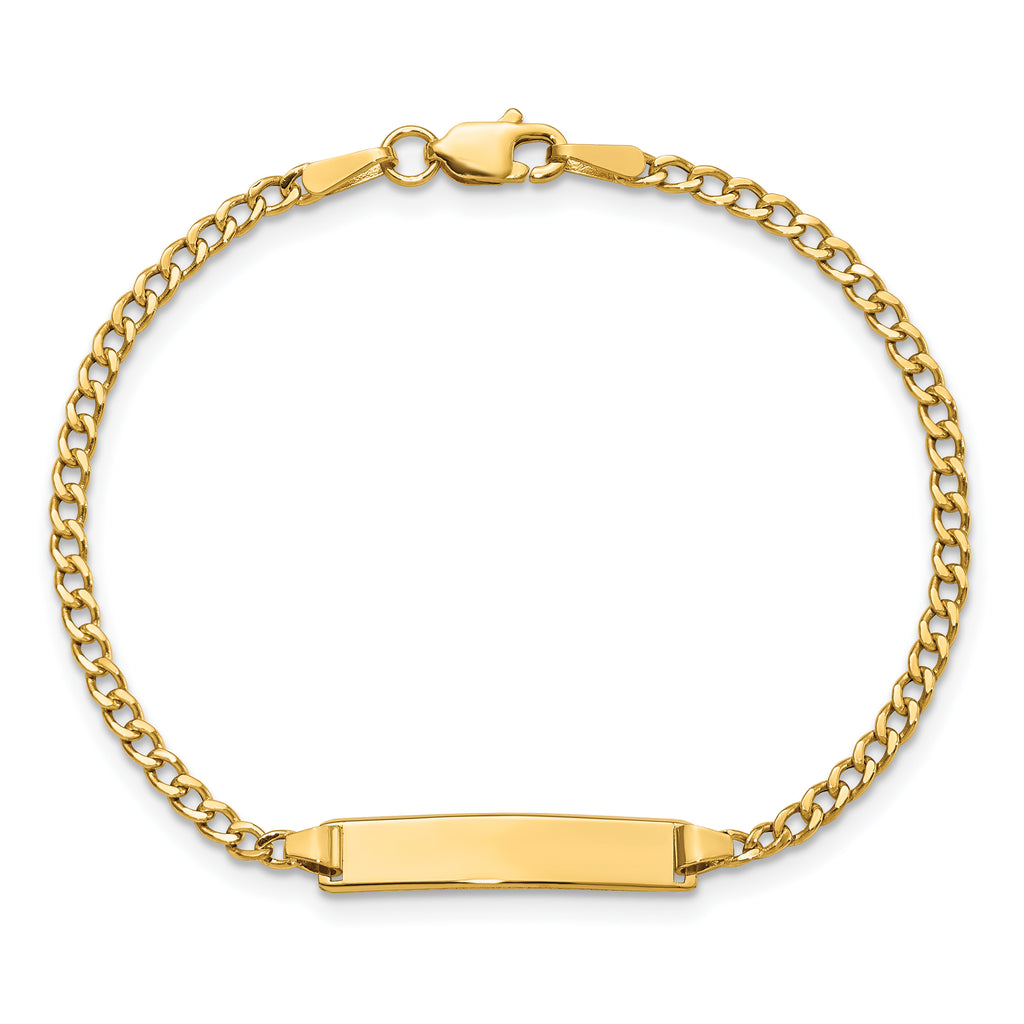 10K Semi-Solid Chain/Solid Plate Cuban Link 20x4.5mm Plate 5.5 inch Baby/Child ID Bracelet - view 4