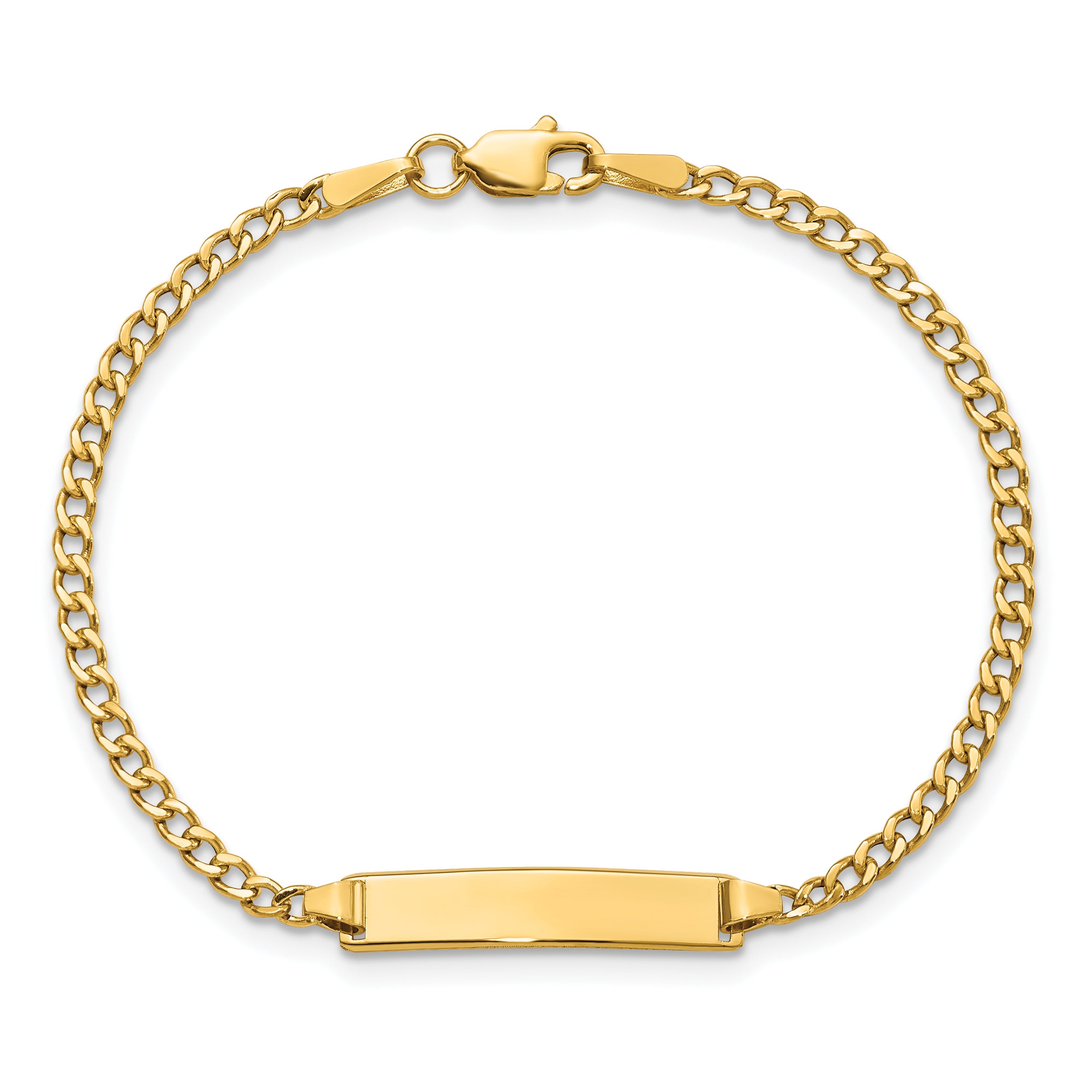 10K Semi-Solid Chain/Solid Plate Cuban Link 20x4.5mm Plate 5.5 inch Baby/Child ID Bracelet - view 4