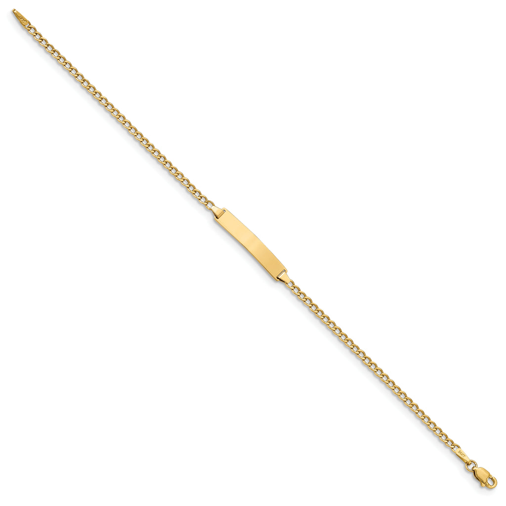 10k Polished Semi-Solid Chain/Solid Plate Cuban Link 23x4mm Plate 7 inch ID Bracelet