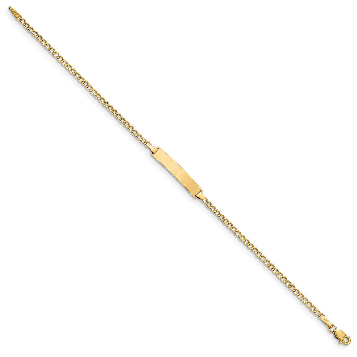 10k Polished Semi-Solid Chain/Solid Plate Cuban Link 23x4mm Plate 7 inch ID Bracelet