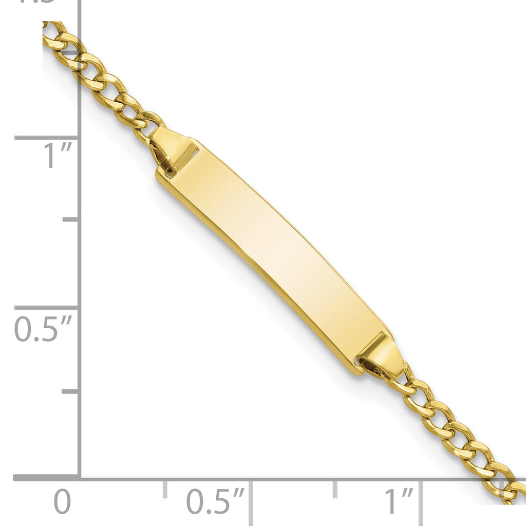 10k Polished Semi-Solid Chain/Solid Plate Cuban Link 23x4mm Plate 7 inch ID Bracelet