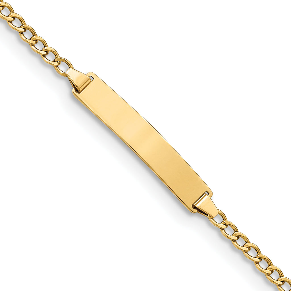 10k Polished Semi-Solid Chain/Solid Plate Cuban Link 23x4mm Plate 8 inch ID Bracelet
