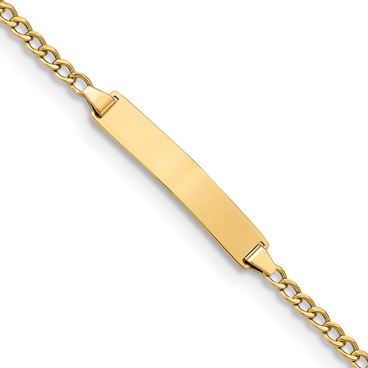 10k Polished Semi-Solid Chain/Solid Plate Cuban Link 23x4mm Plate 8 inch ID Bracelet