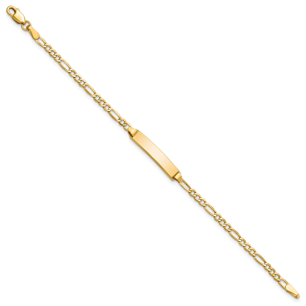 10k Polished Semi-Solid Chain/Solid Plate Figaro Link 23x4.5mm Plate 5.5 inch ID Bracelet