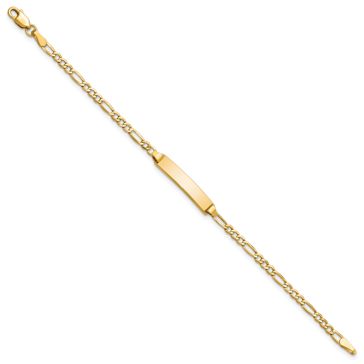 10k Polished Semi-Solid Chain/Solid Plate Figaro Link 23x4.5mm Plate 5.5 inch ID Bracelet